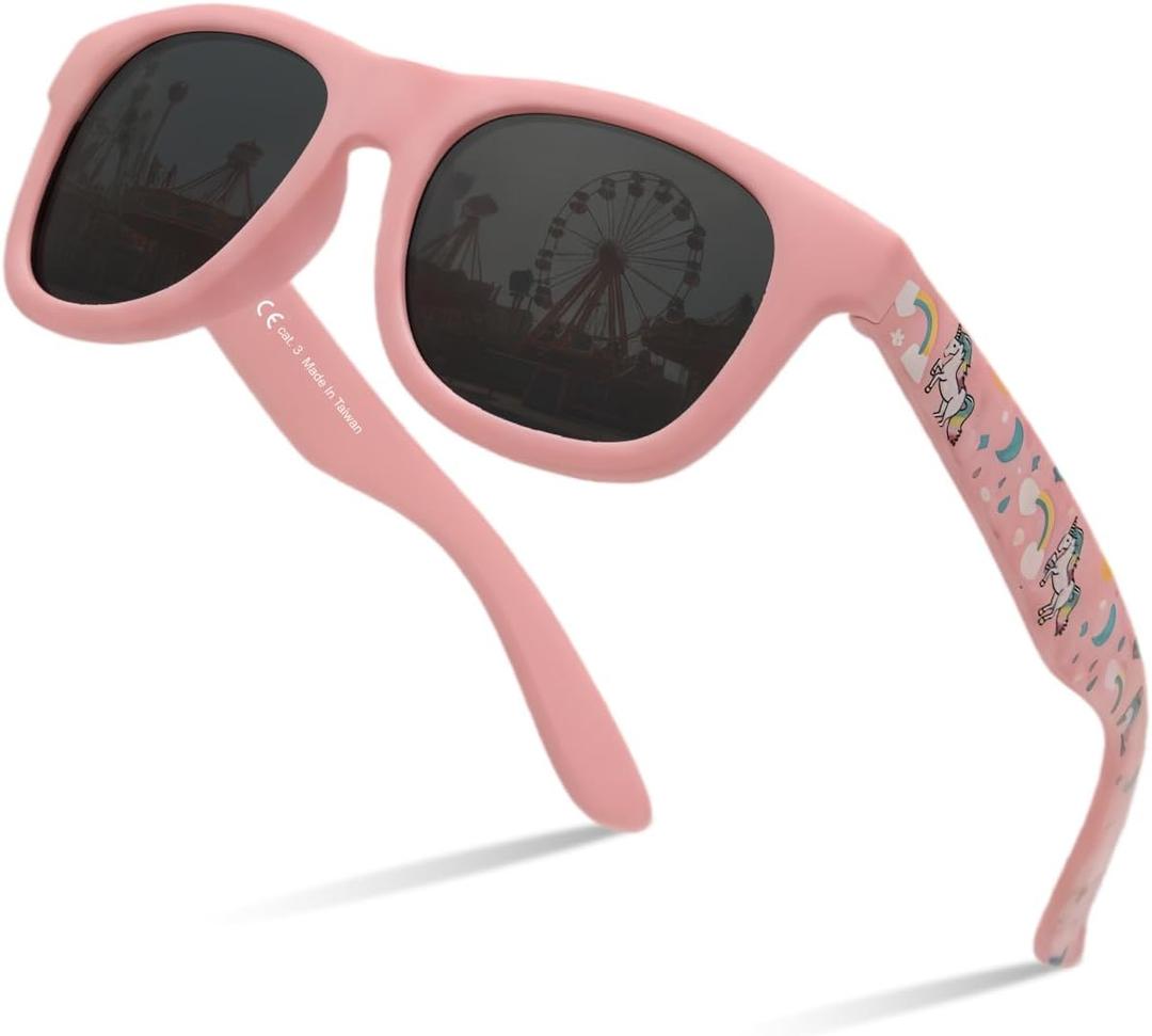 Age 25 Polarized Kids Sunglasses UV400 Protection for Boys & Girls - Flexible, Lightweight, BPA-Free, Wayfarer Frame (Matt Pink)