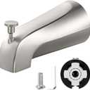 Tub Spout with Pull Down Diverter Slip-Fit Bathtub Faucet Spout Replacement, 1/2 Copper Pipe Connection, Easy Installation, Universal for Bathroom Shower (Brushed Nickel)
