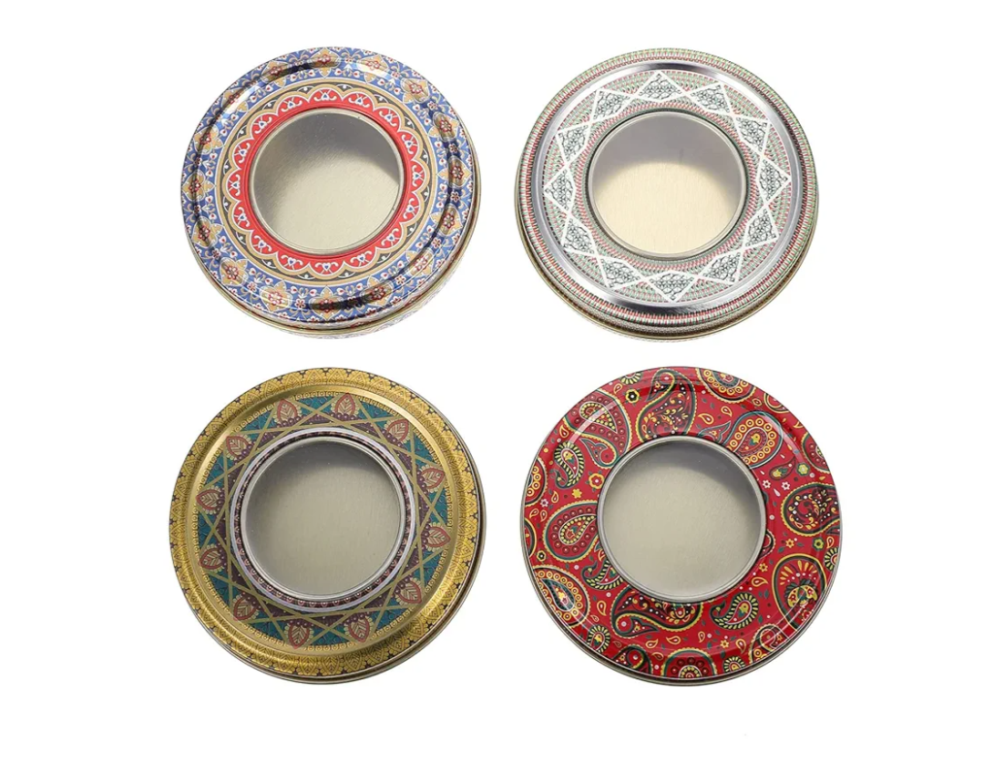 4Pcs Mini Tea Canister Saffron Storage Container Saffron Sealing Tin Saffron Threads Tin Small Round Canister For Tea Sugar Flour