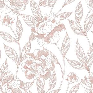 Vinjiasin Wallpaper Peel and Stick Pink Floral Contact Paper Self Adhesive Removable Line Peony Flower Leaf Wall Paper for Bedroom Bathroom Nursery 78.7"x17.3", Pack of 2