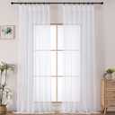 OWENIE Pinch Pleated Curtains, White Sheer Curtains for Living Room Bedroom 108 Inches Extra Long, Airy Soft Solid Light Filtering Sheer Curtain Drapes, White, 2 Pcs, Each 40x108 Inch