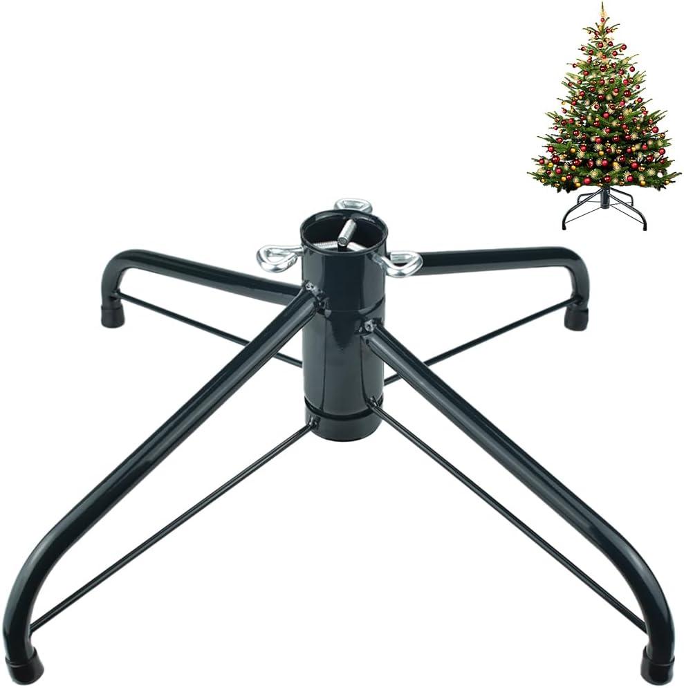 Christmas Tree Stand,Universal Folding Xmas Tree Base, Replacement Metal Tree Stand Base for 4-8Ft Christmas Artificial Trees, Fits 0.5-1.57In Tree Pole (Black)