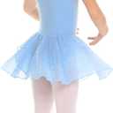 Arshiner Girls Ruffle Sleeve Ballet Dance Dress Tutu Skirted Leotard (6-7 Years, Blue)