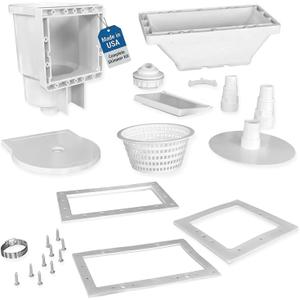 JED Pool Tools 45-405 Wide Mouth Thru-The-Wall Skimmer & Accessory Kit for Above Ground Pool and Pool Cleaning Supplies, Made in USA