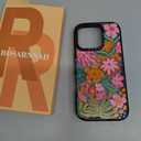 Compatible for iPhone 16 Pro Case Cute - Durable Shockproof 6.6 ft Drop Impact Phone Case - Glitter Pink Funny Passion Flower Design for iPhone 16 Pro 6.3"