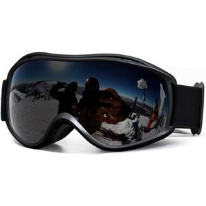 SPOSUNE OTG Ski Goggles Men Women, Over Glasses Anti Fog Snowboard Goggles, UV Protection Snow Goggles for Adult & Youth (Black&Gray Lens)