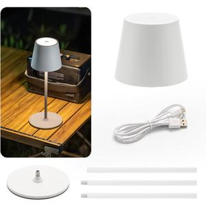 LED Cordless Table Light 4000mAh Rechargeable Battery Table Lamp Outdoor & Indoor Dimmable Aluminum Cordless Lamp for Livingroom Bedroom Restaurant Coffee Table etc (White)