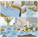 12 Pack Baby Blue Cheesecloth Table Runner 17x108 Inch Semi Sheer Boho Gauze Cheese Cloth Fabric Table Runners, for Wedding Party Baby Shower Birthday Home Decor Garden Farmhouse