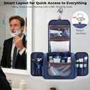 Ralnitote Large Hanging Toiletry Bag for Men, Travel Bathroom Bag with Hook, Hygiene Bag Organizer for Shower, Shaving & Grooming Essentials, Navy