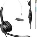 Phone Headsets for Office Phones, RJ9 Headset Corded Telephone Headset Mono w/Noise Canceling Mic for Phones Landline Office Compatible with Polycom, Plantronics, Nortel, Toshiba, Mitel, ShoreTel