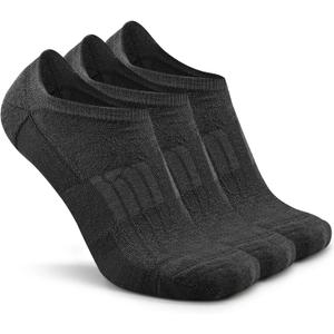 Busy Socks No Show Merino Wool Athletic Running Socks for Men Women,Low Cut Thin Soft Sport Wool Socks with Non-Slip Grips (Large-X-Large, 3 Pairs Dark Grey)