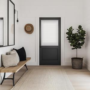 DEZ FURNISHINGS Cordless No Tools 1" Signature Magnet Mini Blinds for Metal Doors, 25" W x 42" H, Pearl White