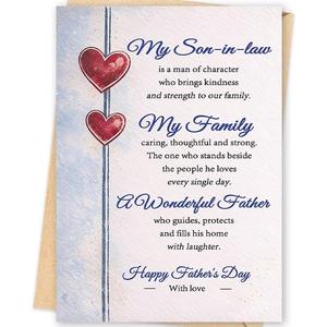 3 x Missonemi Fathers Day Card for Son in Law, Happy Father's Day Son in Law Card, Fathers Day Gift for Men, Heartfelt Greeting Card for a Wonderful Father and Family Man