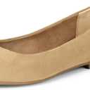 Amazon Essentials Women's Pointed-Toe Ballet Flat, Beige Microsuede, 9