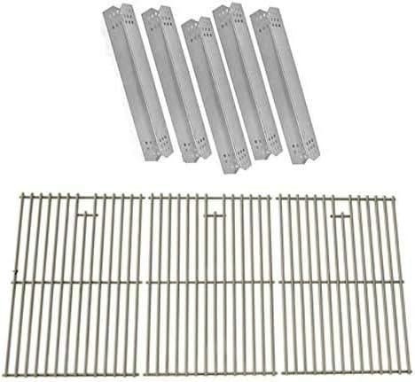 Replacement Kit for Jenn-Air 720-0709,720-0709B, 720-0727 Gas Grill Models - 5 Heat Shields and Stainless Steel Cooking Grates, Set of 3