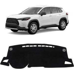 KUST Car Dash Cover for Toyota Corolla Cross 2022-2024 2025 2026 (NOT fit Toyota Corolla) Polyester Non-Slip Center Console Dash Cover Interior Accessories Custom Fit Dash Cover No Glare Black