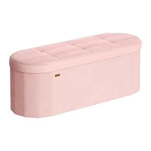 Storage Ottoman Bench Tufted Oval Ottomans for Living Room Foot Rest, Chest Box Velvet Bench with Storage, Pink 43"x15"x15" (Pink)