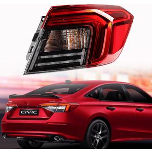 Astra Depot Replacement for Outer Tail Light Rear Lamp Assembly 2022 2023 2024 Civic Sedan with LED+Halogen Bulb, Passenger Right Side 33500T20A01 HO2805123
