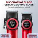 VGR 001 & 977 Professional Hair Clippers for Men, Cordless Barber Clippers and Zero Gap Trimmers Set, DLC Coating Blade Hair Cutting Kit with LED Display, USB Rechargeable Barber Set(Red)