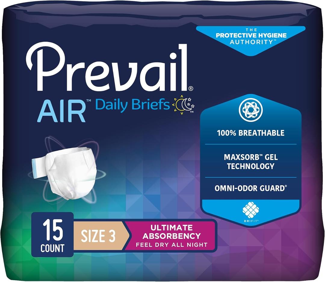 Prevail Breezers 360 Incontinence Briefs, Ultimate Absorbency, Size 3, 15 Count (Pack of 4) Prevail Breezers 360 Incontinence Briefs, Ultimate Absorbency, Size 3, 15 Count (Pack of 4)