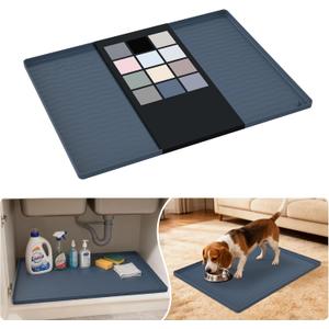 URMONA Waterproof Silicone Under Sink Mat 25'' x 19'' Shelf Liner for Kitchen and Bathroom, Cabinet and Counter Protector, Storage and Organizers, Litter Mat, Pet Cat Puppy Essentials(Dark Grey)