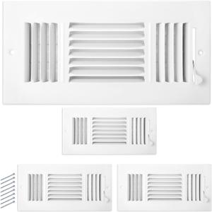 4 Pcs 10x4 Air Vent Covers for Home Ceiling, Solid Metal Vent Register 3-Way Adjustable Ceiling Registers, Wall Register Vent Cover White