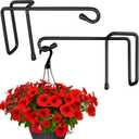 Vinyl Fence Hooks for Hanging, Heavy Duty Patio Hangers, Outdoor Fence Hangers for Hanging Flower Baskets, Wind Chimes, Planters, Bird Feeders, Lights, Lanterns - 2 Pack - Black Color