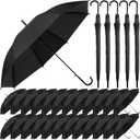 Reginary 30 Pieces Wedding Umbrellas Bulk Auto Open Stick Umbrellas with White European J Hook Handle Windproof Large Canopy Umbrella for Outdoor Wedding Bride Groom Photography Golf
