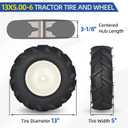 GICOOL 13x5.00-6" Tiller Tire and Wheel, 3/4" Axle Size, 3-1/8" Centered Hub, 13x5-6 Agriculture Super Lug Tractor & Trencher Tubeless Tire, Compatible with Craftsman & Troy-Bilt Tiller, 1 Pack