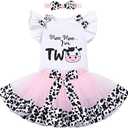 IBTOM CASTLE Cake Smash Outfit Baby Girls 1st Birthday Cows Farm Princess Romper+Tutu Skirt+Headband Clothes Set Photo Props No Size