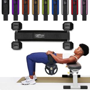 Hip Thrust Belt - Heavy duty, Comfortable, Adjustable Glute Trainer with Anti-Slip Pads. Ideal for Home Workouts with Dumbbells, Kettlebells, Plates. Extra Padding for Gym and Home Fitness hold up to 600 lbs - Black