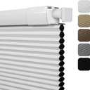 No Drill No Tools Blackout Cellular Shades Easy to Install for Indoor Windows Cordless Honeycomb Blinds Thermal Insulated Noise Reduction, White, Custom Size