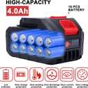 21V Lithium Battery with Electric Quantity Display, 4.0 Ah Battery with Charger Adapter Led Indicator Compatible with Leaf Blower and Mini Saw