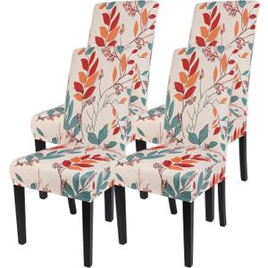 SearchI Printed Dining Room Chair Covers Set of 4, Stretch Kitchen Chair Covers Washable Parsons Chair Slipcover Removable Dining Chair Protectors for Hotel,Ceremony(Floral Pattern1)