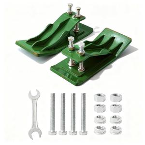 Upgraded 2Pcs Tractor Bucket Edge Protector Green, Tractor Bucket Attachment Skid Steer Attachments with Upgraded 10mm Steel & Dual Bolt Lock for Snow Debris Removal