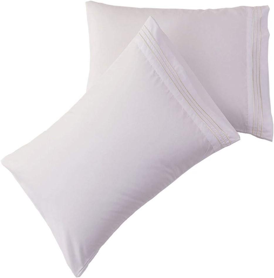 SONORO KATE Luxury Pillowcase Set Brushed Microfiber 1800 Bedding - Wrinkle, (White, 2 Pillowcases King)