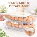 Egg Holder for Fridge Organization - 30 Slot Egg Organizer for Refrigerator with Rolling Dispenser | 2 Layers with Locking & Detachable Trays