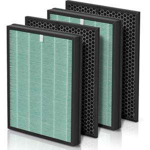 Filters Replacement Kit Compatible with BioGs 2.0 Filter Replacement, Air Clenaer to Remove Odor for Home and Large Room, 2x H13 True HEPA and 2x Carbon