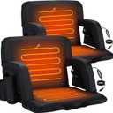 Sportneer Heated Stadium Seats with Back Support: 6 Adjustable Angles Extra Wide Bleacher Seat with Dual Heating Zones - 2.5" Padded Stadium Seats for Sports Outdoors, 2 Pack