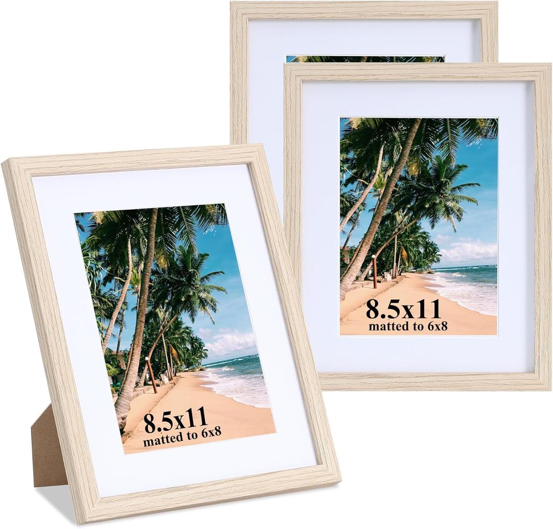 LYYYXGYP 8.5x11 Diploma Certificate Frame, Wooden Wall Mount and Tabletop Picture Frame Display 6x8 Photo with Mat or 8.5 x 11 Document Set of 3