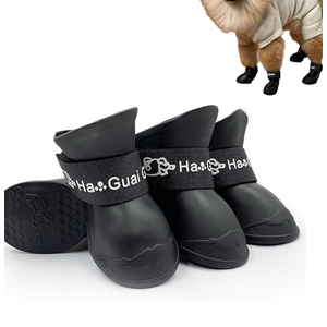 Puppy Dogs Candy Colors Anti-Slip Waterproof Rubber Rain Shoes Boots Paws Cover (Black, Large)