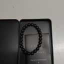 Forge & Foundry Mens Matte Black Solid Onyx Beaded Bracelet | 10mm, 8mm, 6mm Bead Size Options | Signature Stainless Steel Engraved Bead | Andalus (Medium)