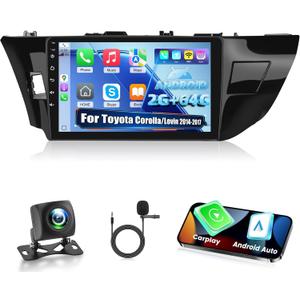 [2+64G] NHOPEEW for Toyota Corolla Levin Car Radio 2014-2017 with Wireless Carplay and Android Auto - 10.1 Inch Touchscreen Android Car Stereo - DSP/WiFi/GPS/SWC/Bluetooth + AHD Backup Camera