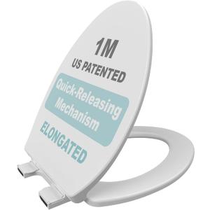 1M Family Toilet Seat, Patented Slow Close & Quick Releasing Technology, Anti-Wiggling, Easy to Install and Clean, Standard Elongated with Adult Seat Only (1 Piece)