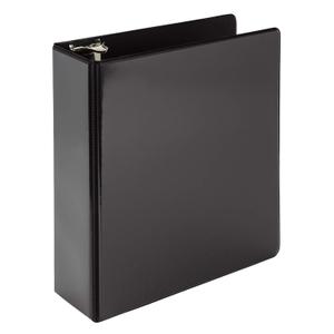 Samsill Economy 2 Inch Mini 3 Ring Binder, Made in The USA, 9.1" x 7.5" Round Ring Binder, Non-Stick Customizable Cover, Black