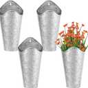 4 Pack Galvanized Metal Wall Planter, 12 Inches Tall Tin Wall Planter, Galvanized Hanging Bucket Wall Vase Planters for Rustic Home Wall Decoration and Artificial Plants, Silver