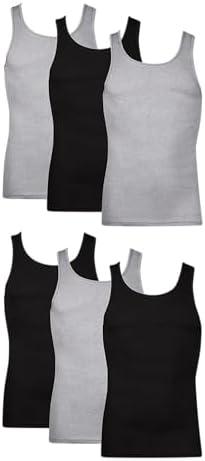 Hanes Men's Tank Top Undershirt Pack, Moisture-Wicking Cotton Ribbed Tanks for Men, Multi-Pack, White or Black/Gray 3XL