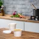 GUSTO 8 oz. White Paper Food Containers with Vented Lids [25 Count] To Go Hot Soup Bowls, Disposable Ice Cream Cups, Ideal for Hot and Cold Foods - (Formerly Comfy Package)