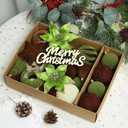 38Pcs Velvet Christmas Ornaments Set, Brown Green Beige Flocked Christmas Ornaments for Xmas Tree Decorations Shatterproof Plastic Hanging Balls for Indoor Home Party Holiday Decor Gifts