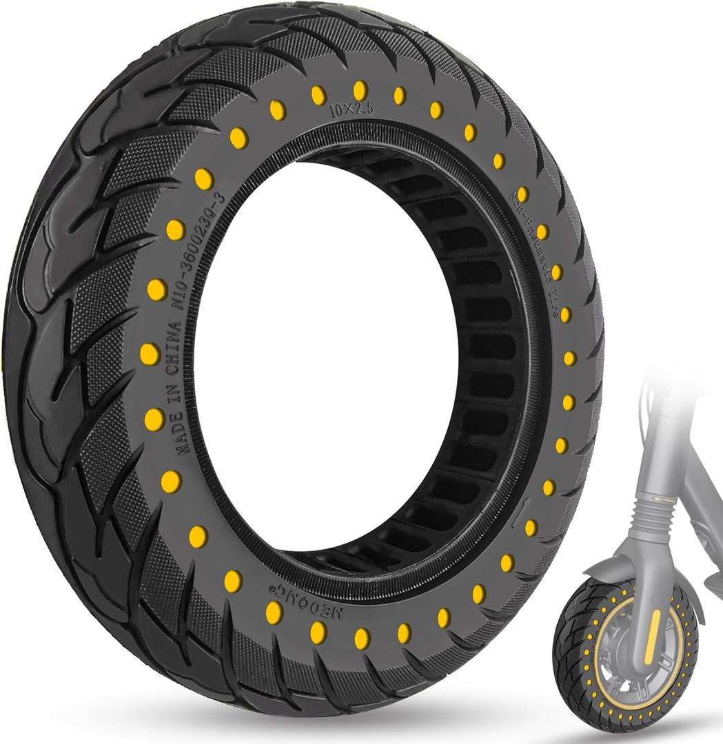 10 x 2.5 Inches Electric Scooter Tire 60/70-6.5 Solid Tire Fit for Ninebot Max G30P G30LP~Gotrax G5 G6~Hiboy Max 3~Hover 1 Alpha~Zero10X~OKAI Neon Pro, 10" Anti-explosion Replacement Wheel